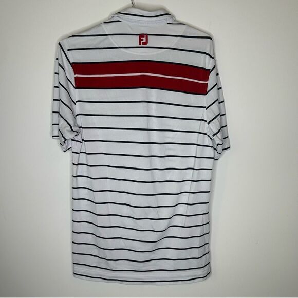 FootJoy White with Dark Midnight Striped Golf Polo in Size Medium - Picture 5 of 7